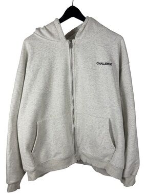 Women’s TODAY Challenge Cute Cozy Grey Full Zip Streetwear Hoodie Size 2XL